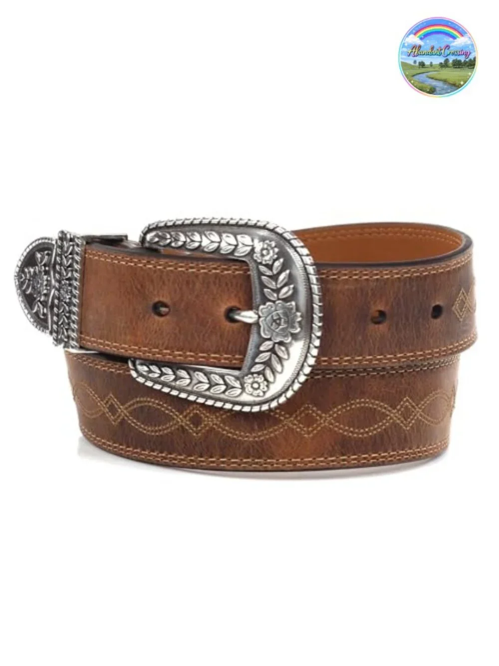 Women's Leather Tapered Belt with Removable Antiqued Silver Buckle